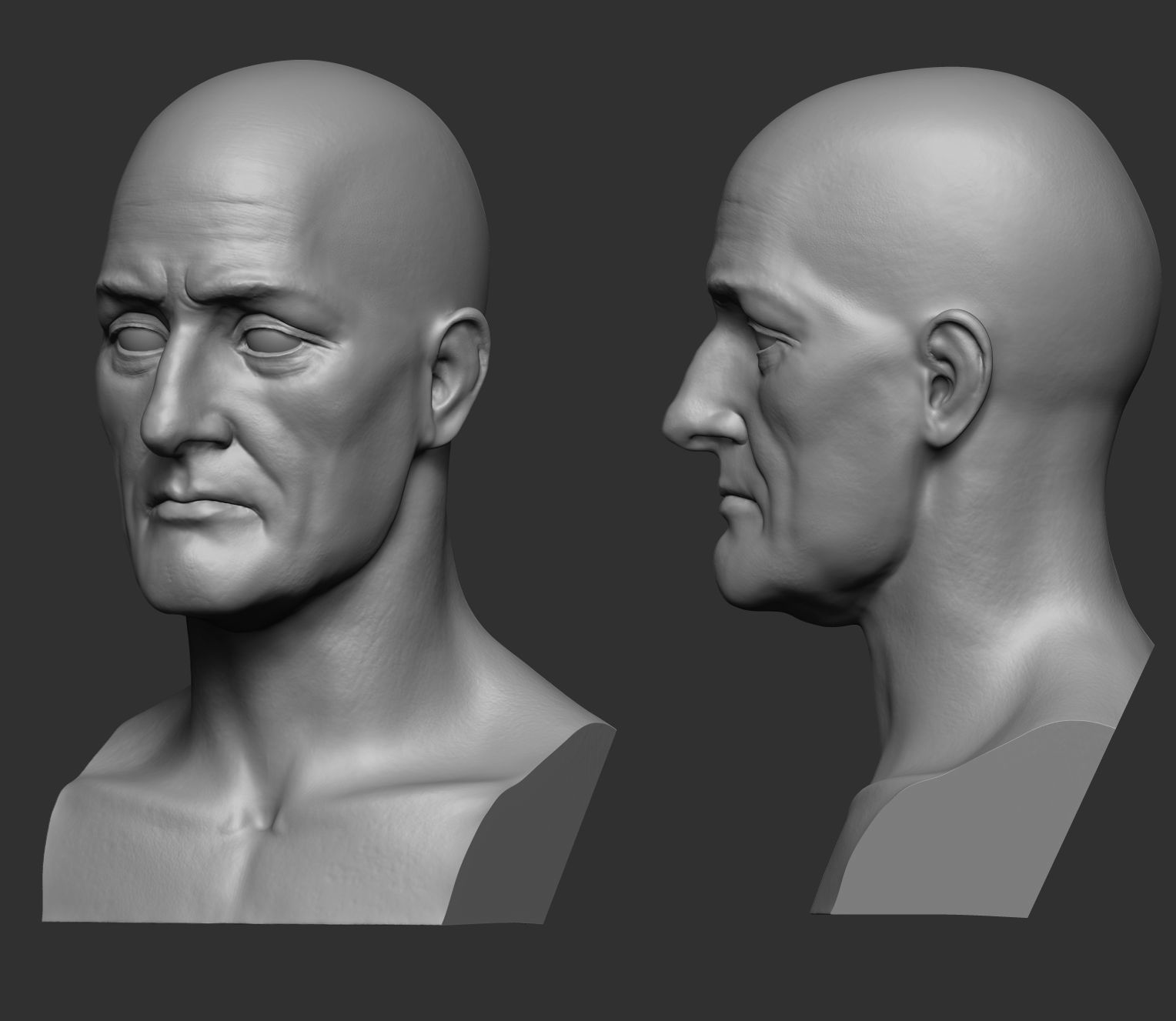Elderly male head 2 3D model_1