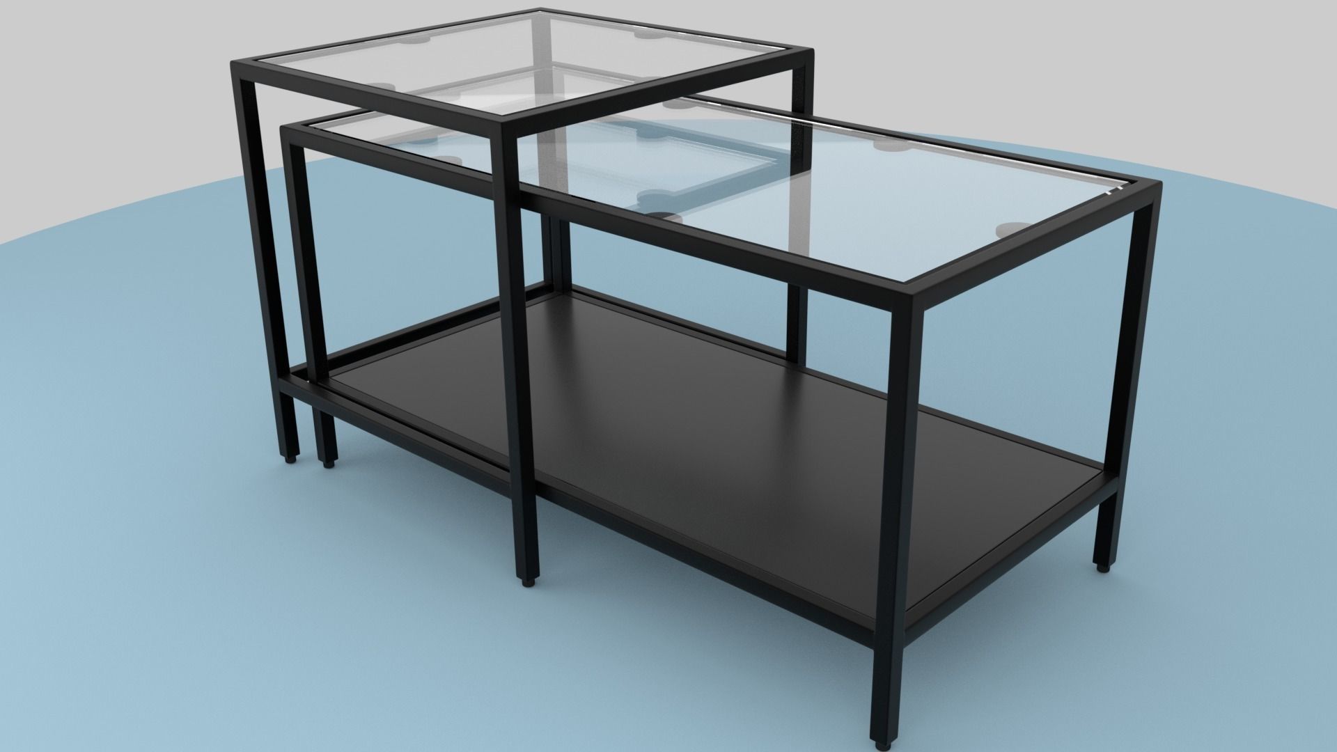 Table Collection end with glass top Low-poly 3D model_13