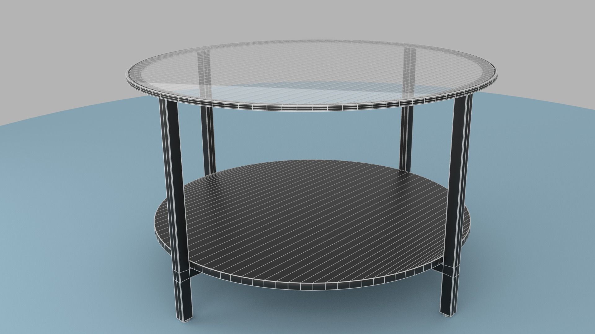 Table Collection end with glass top Low-poly 3D model_8