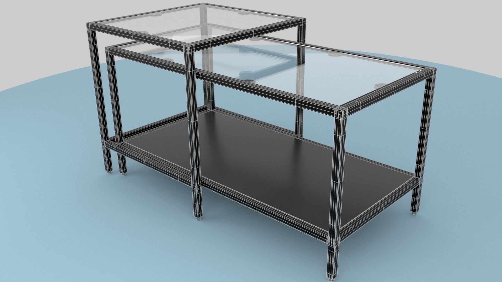 Table Collection end with glass top Low-poly 3D model_14