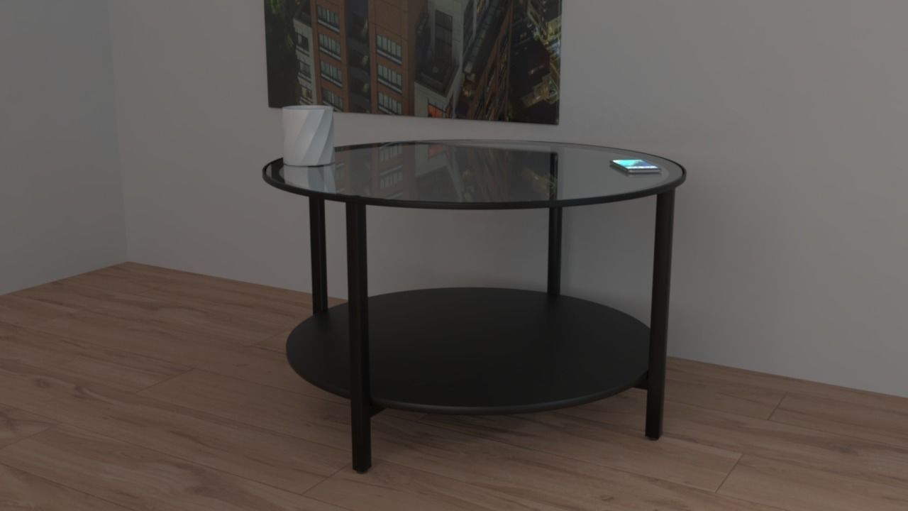Table Collection end with glass top Low-poly 3D model_9