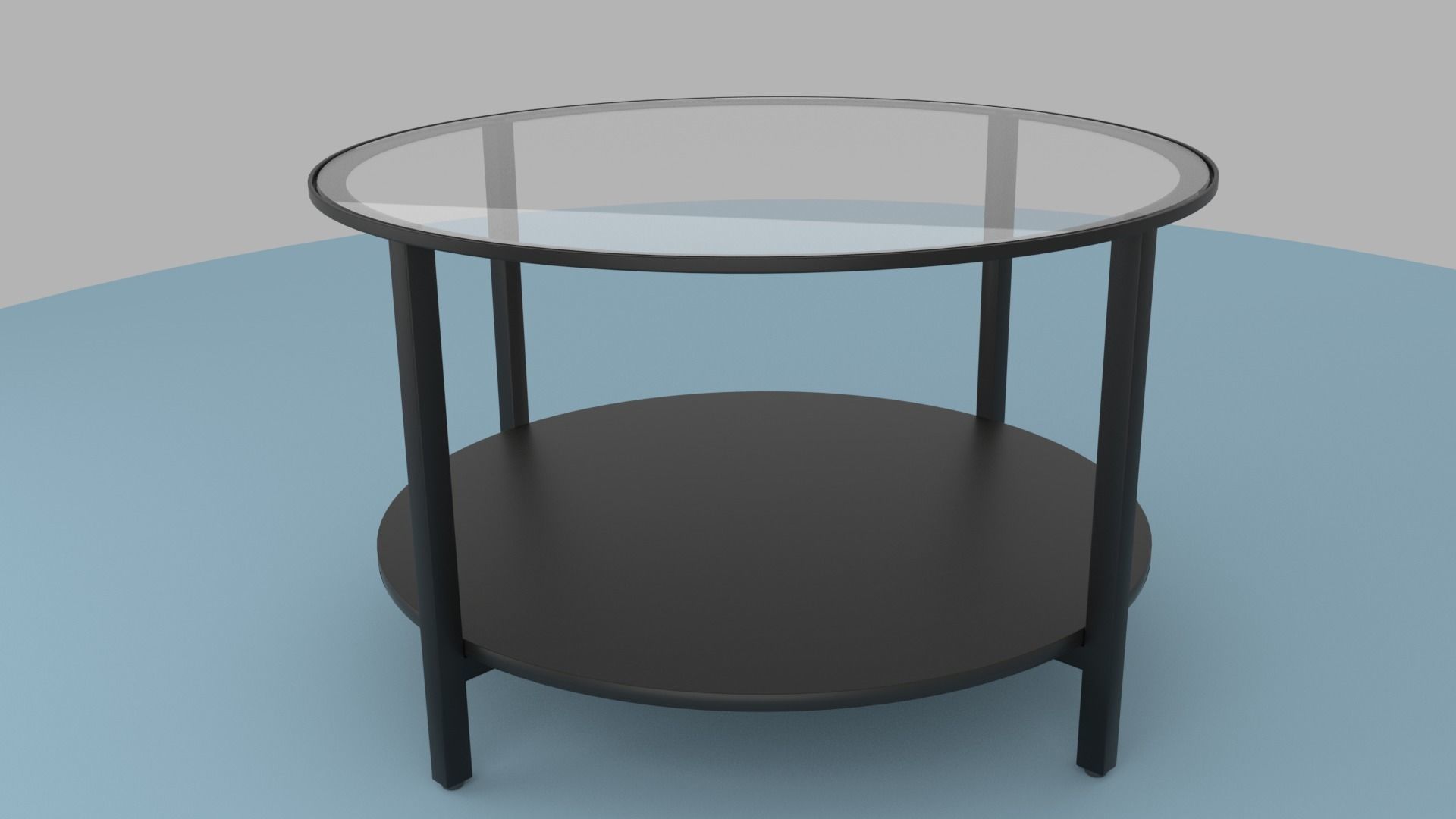 Table Collection end with glass top Low-poly 3D model_7