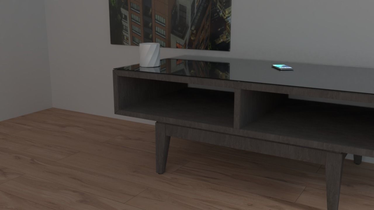 Table Collection end with glass top Low-poly 3D model_6