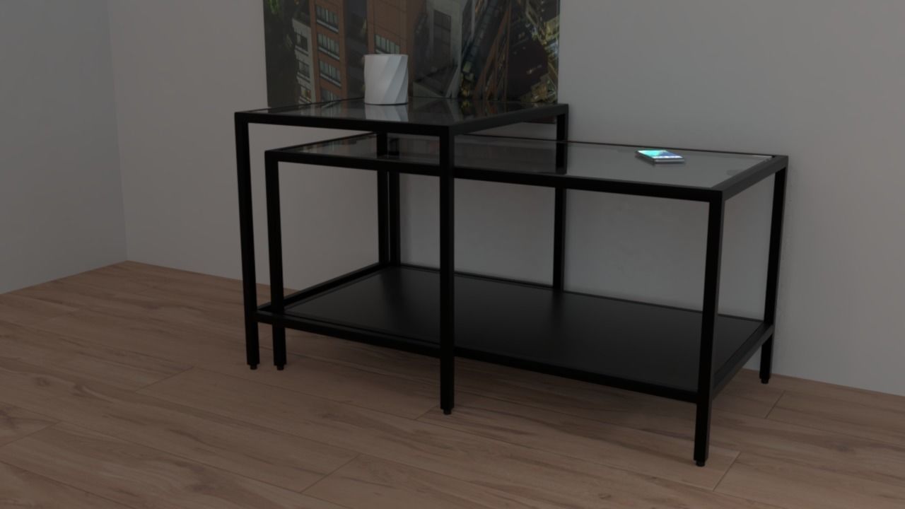 Table Collection end with glass top Low-poly 3D model_15