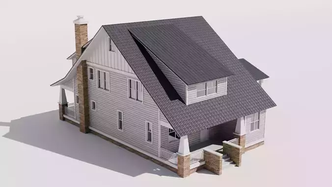 Craftsman Style House Model 3 Low-poly 3D model 5