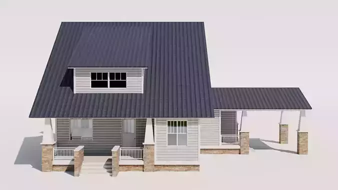 Craftsman Style House Model 3 Low-poly 3D model 6
