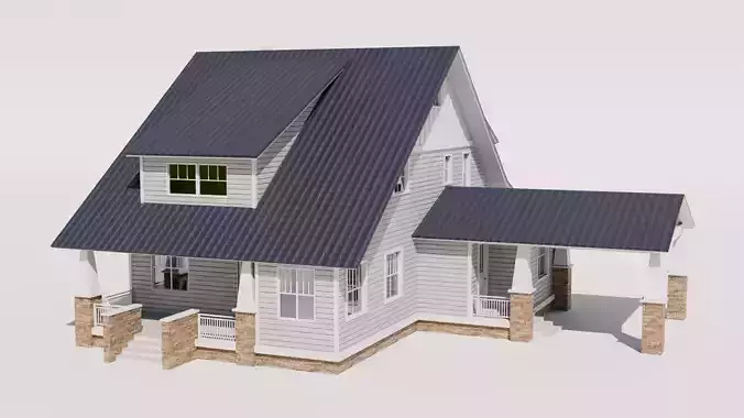 Craftsman Style House Model 3 Low-poly 3D model 7