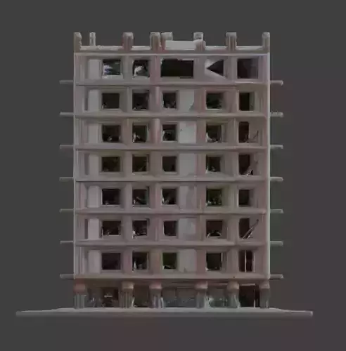 Ruined Apartment Block 3D Model Low-poly 3D model 6