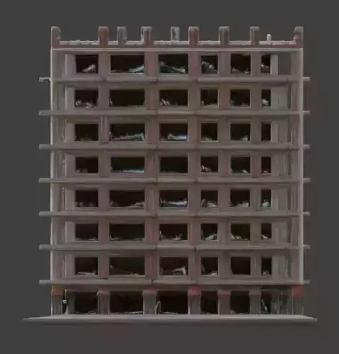 Ruined Apartment Block 3D Model Low-poly 3D model 5