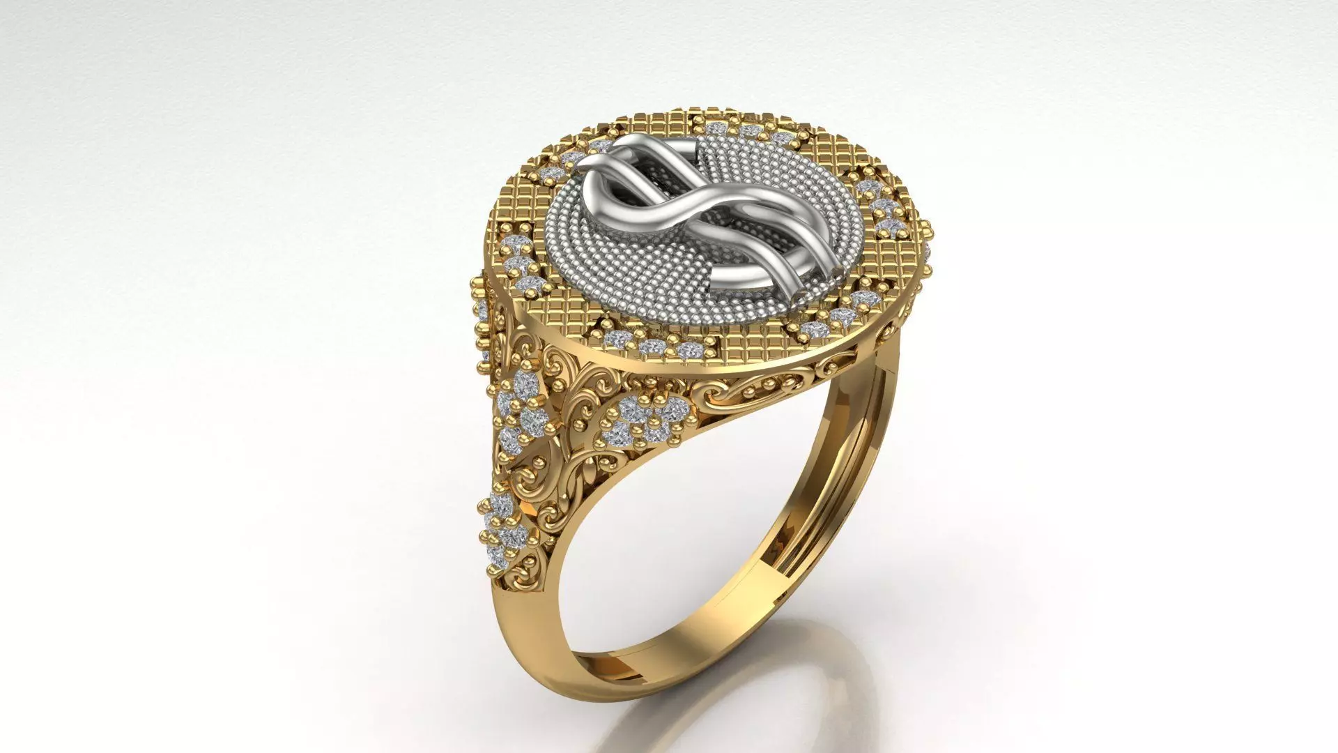 Luxury Dollar Sign Mens Ring With Diamonds Jewelry Gents Rings 3D print model