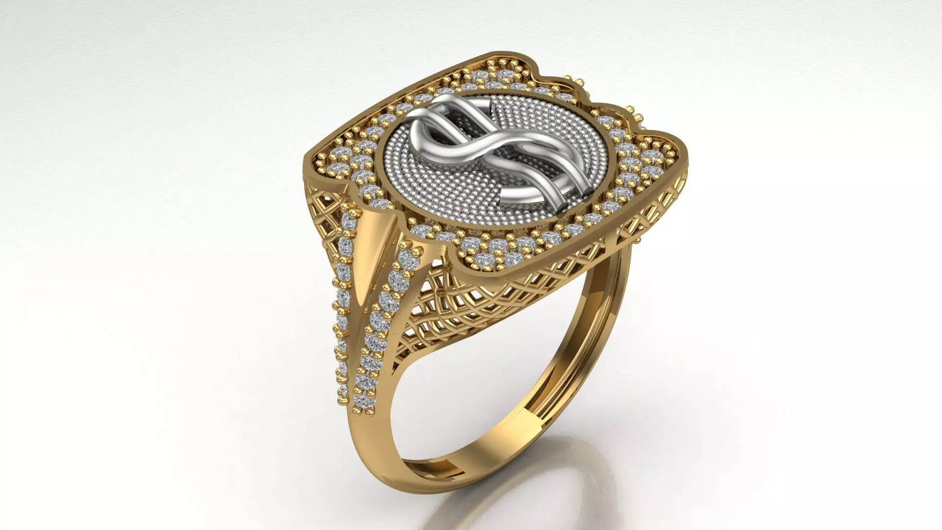 Luxury Dollar Sign Mens Ring With Diamonds Jewelry Gents Rings 3D print model
