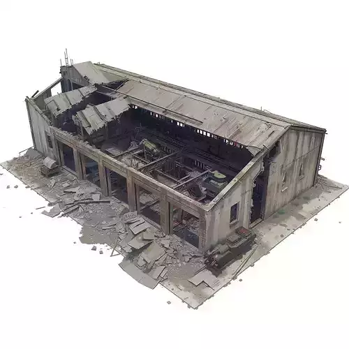 Ruined Industrial Warehouse Factory 3D Model