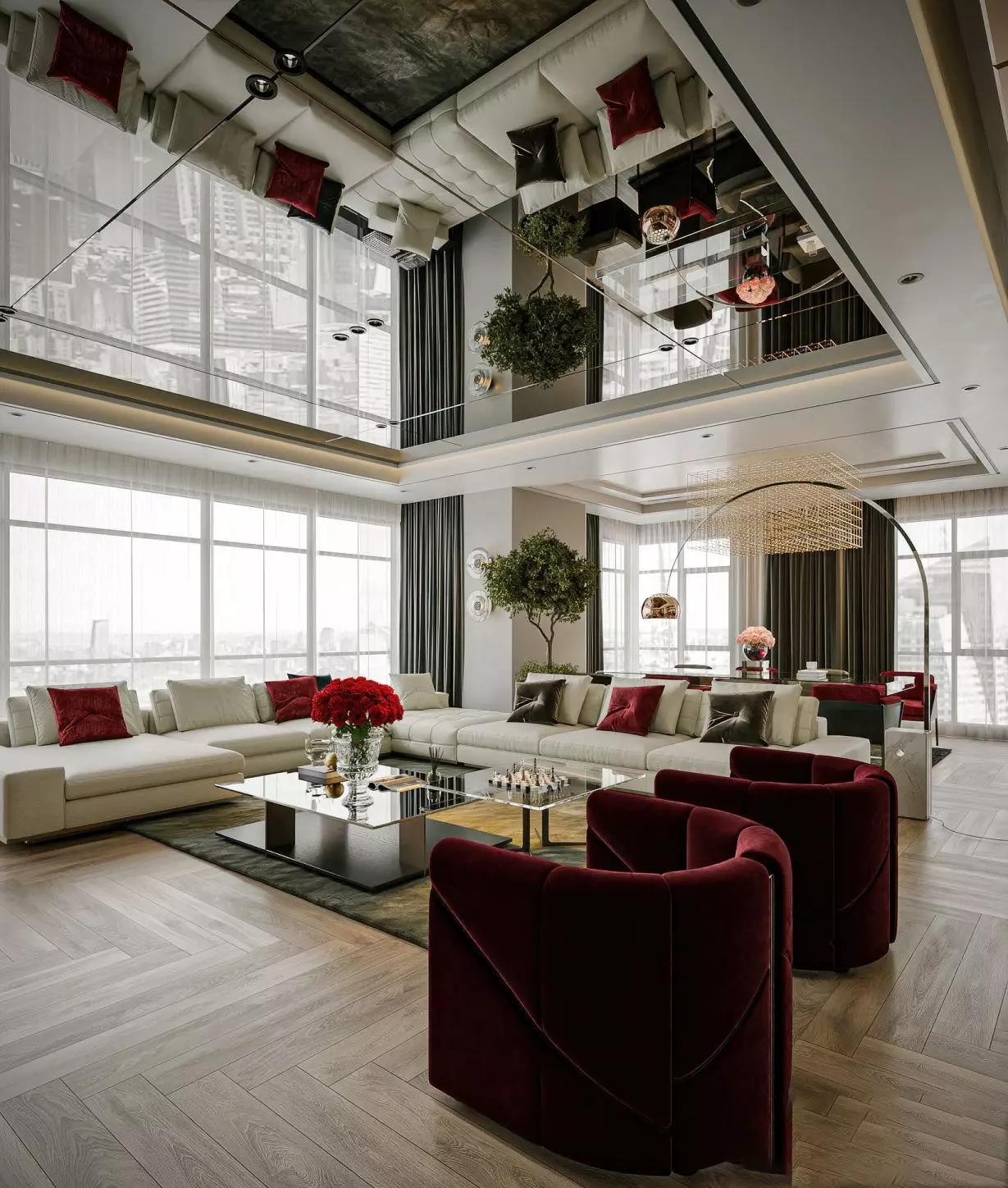 Living Room and Kitchen with Dinning Set Low-poly-134 Low-poly 3D model