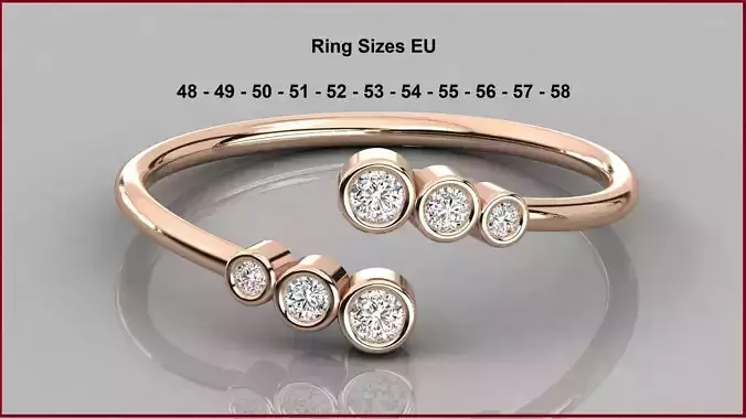 Diamond Ring 3dm stl renders details with 11 ring sizes 