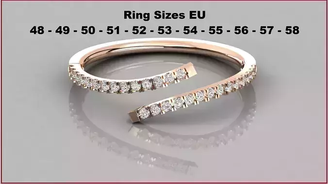 Open Curved Eternity Band 3dm stl render details 11 ring sizes