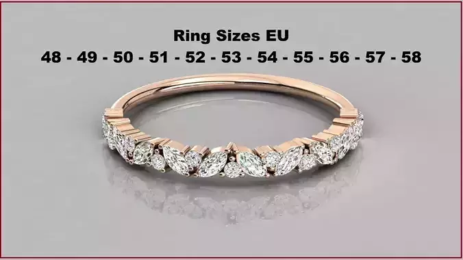 Thin Diamond Ring 3dm stl renders details 11 ring sizes