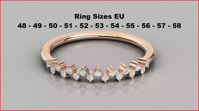 Thin Diamond Band 3dm stl renders details 11 ring sizes