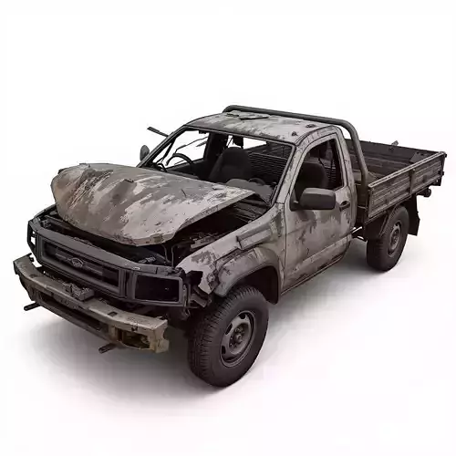 Wrecked Pickup Truck 3D Model
