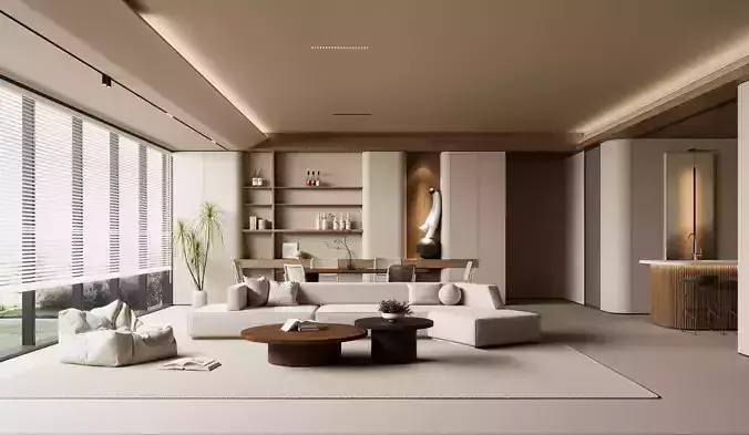 Modern living room 3D model 3D model