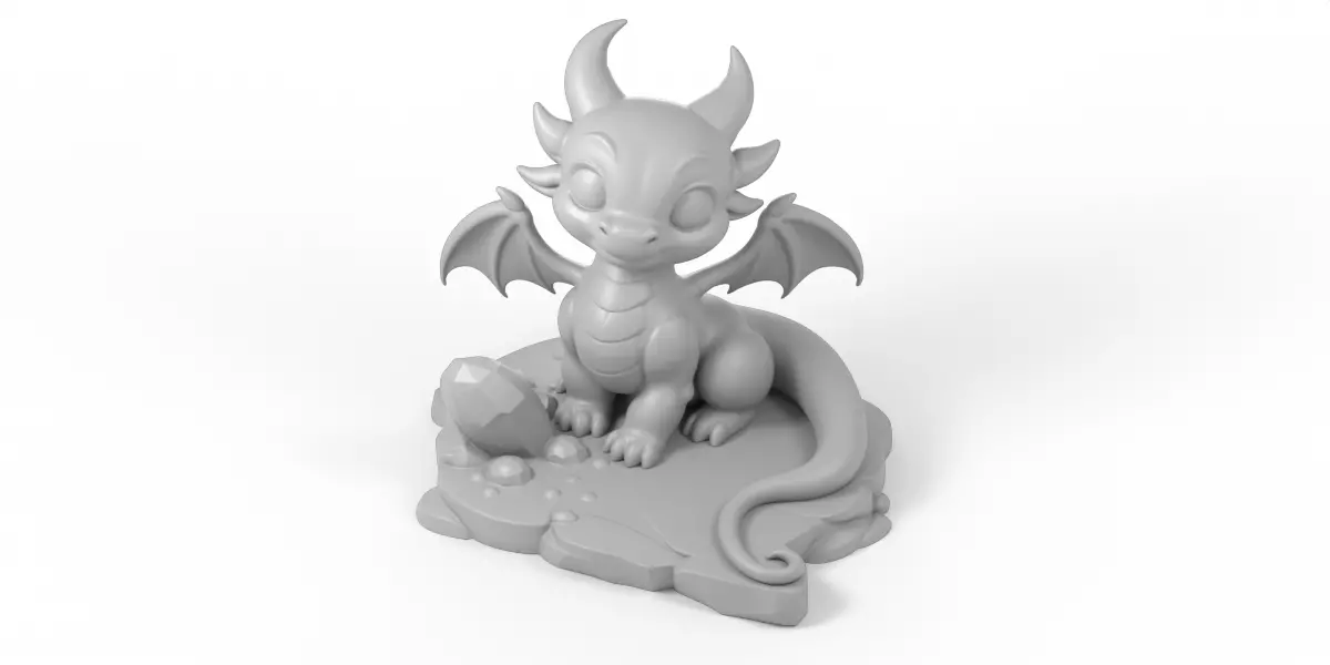 Stylized Baby Dragon Multipart 3D Printable Figurine STL 3D print model