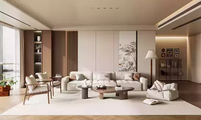 Modern living room 3D model 3D model