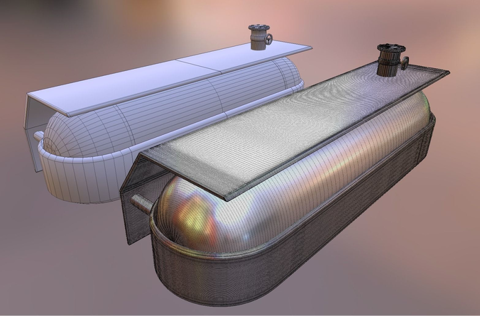Fuel Tank Low and High Poly Work File Low-poly 3D model
