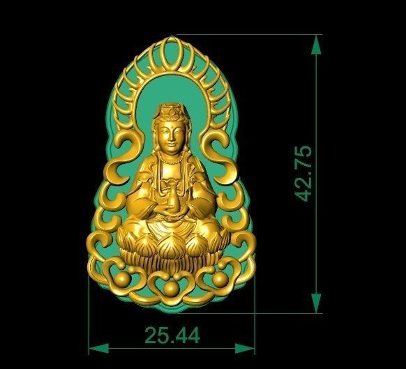 3D Golden statue of Buddha For Pendant 3D print model_1