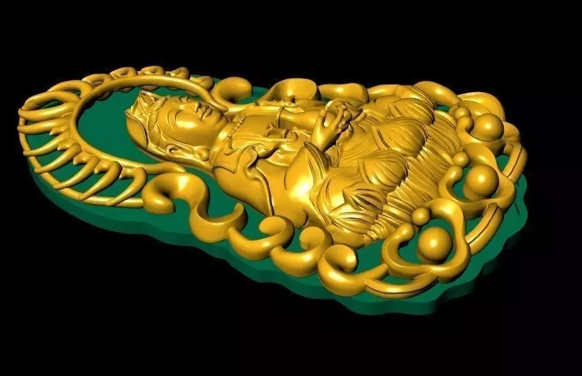 3D Golden statue of Buddha For Pendant 3D print model_0