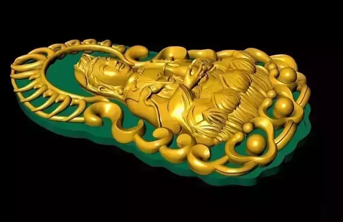 3D Golden statue of Buddha For Pendant