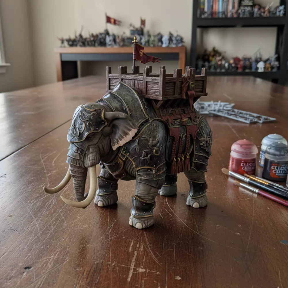Battle Elephant with Holder Box Fantasy War Elephant STL 3D print model