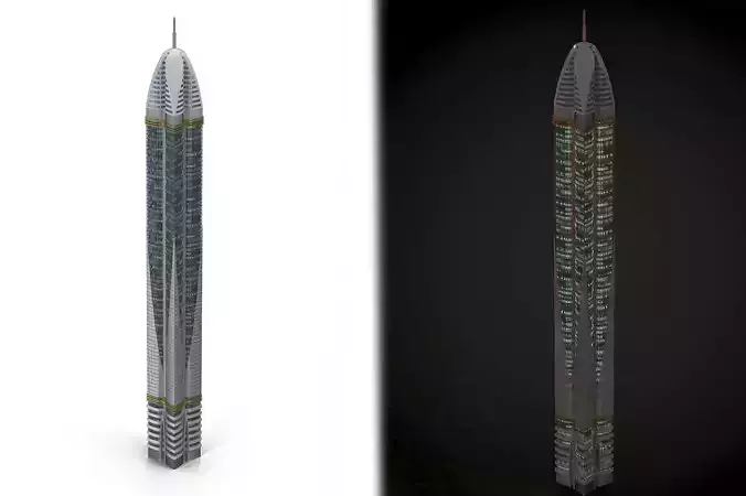 Skyscraper dubai Low-poly 3D model