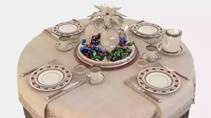 Tea table set Free 3D model