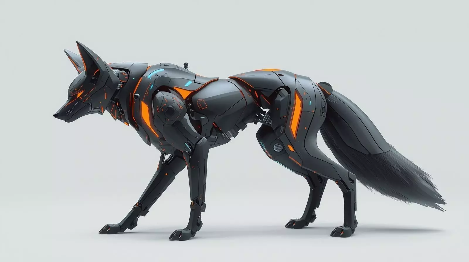 High-Resolution Sleek Cyberpunk Robot Fox Low-poly 3D model