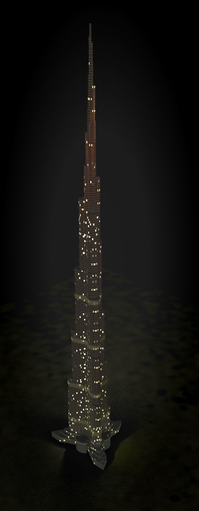 Burj Khalifa Low-poly 3D model_9