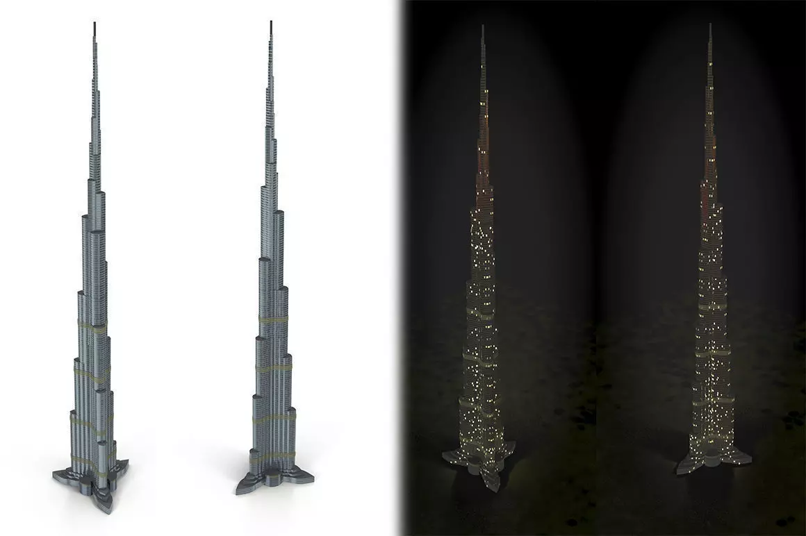 Burj Khalifa Low-poly 3D model_0