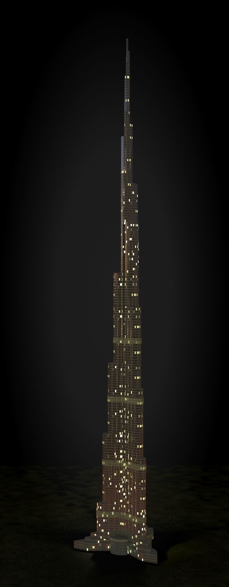 Burj Khalifa Low-poly 3D model_14