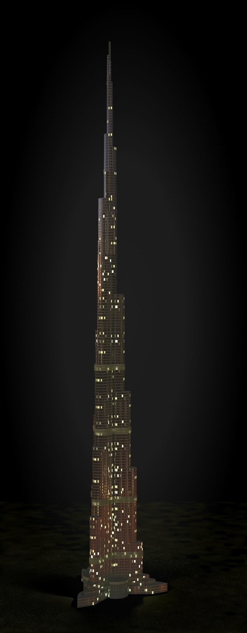 Burj Khalifa Low-poly 3D model_13