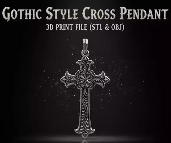 Gothic Cross Pendant  Dark Ornamental Jewelry 3D Print Model