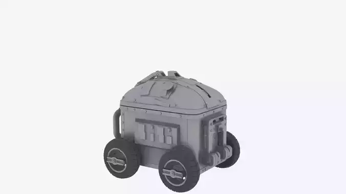 3D of Heavy-Duty Bank Security Cart Compartmentalized Interior 3D model 5