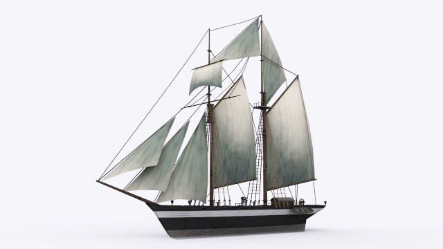 17 sailing ship Low-poly 3D model_15