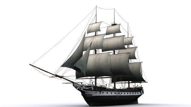 17 sailing ship Low-poly 3D model_5