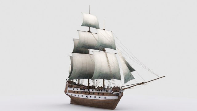 17 sailing ship Low-poly 3D model_18