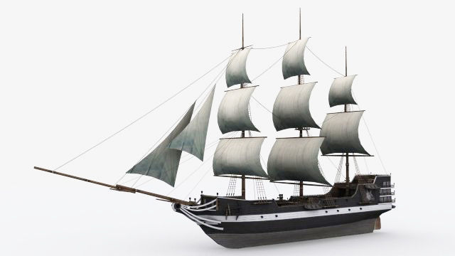 17 sailing ship Low-poly 3D model_17