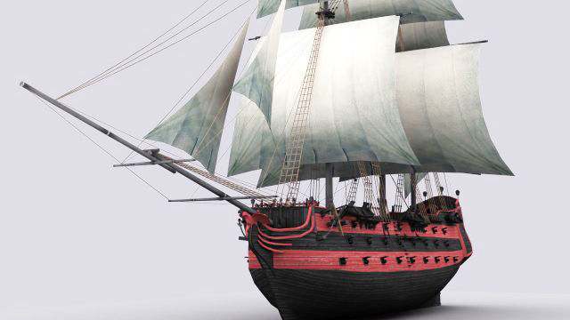 17 sailing ship Low-poly 3D model_4