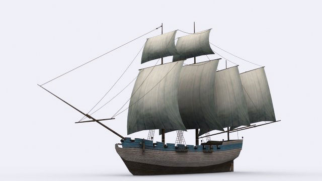 17 sailing ship Low-poly 3D model_3