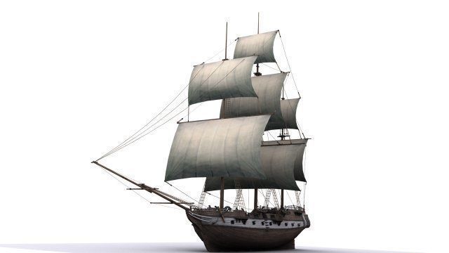 17 sailing ship Low-poly 3D model_1