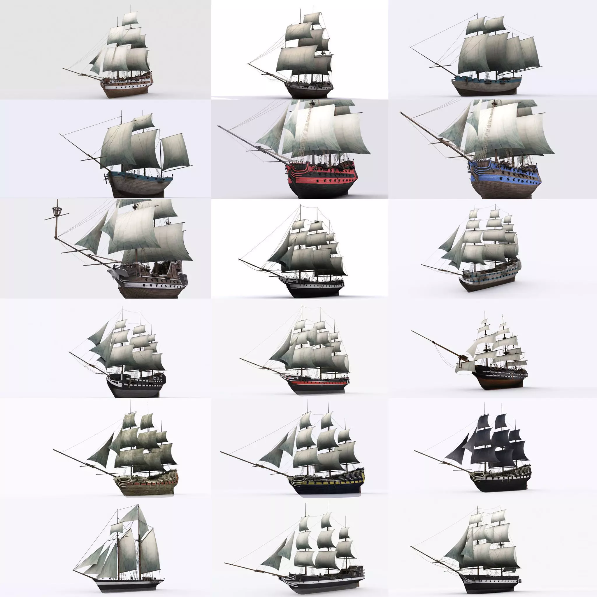 17 sailing ship Low-poly 3D model_0