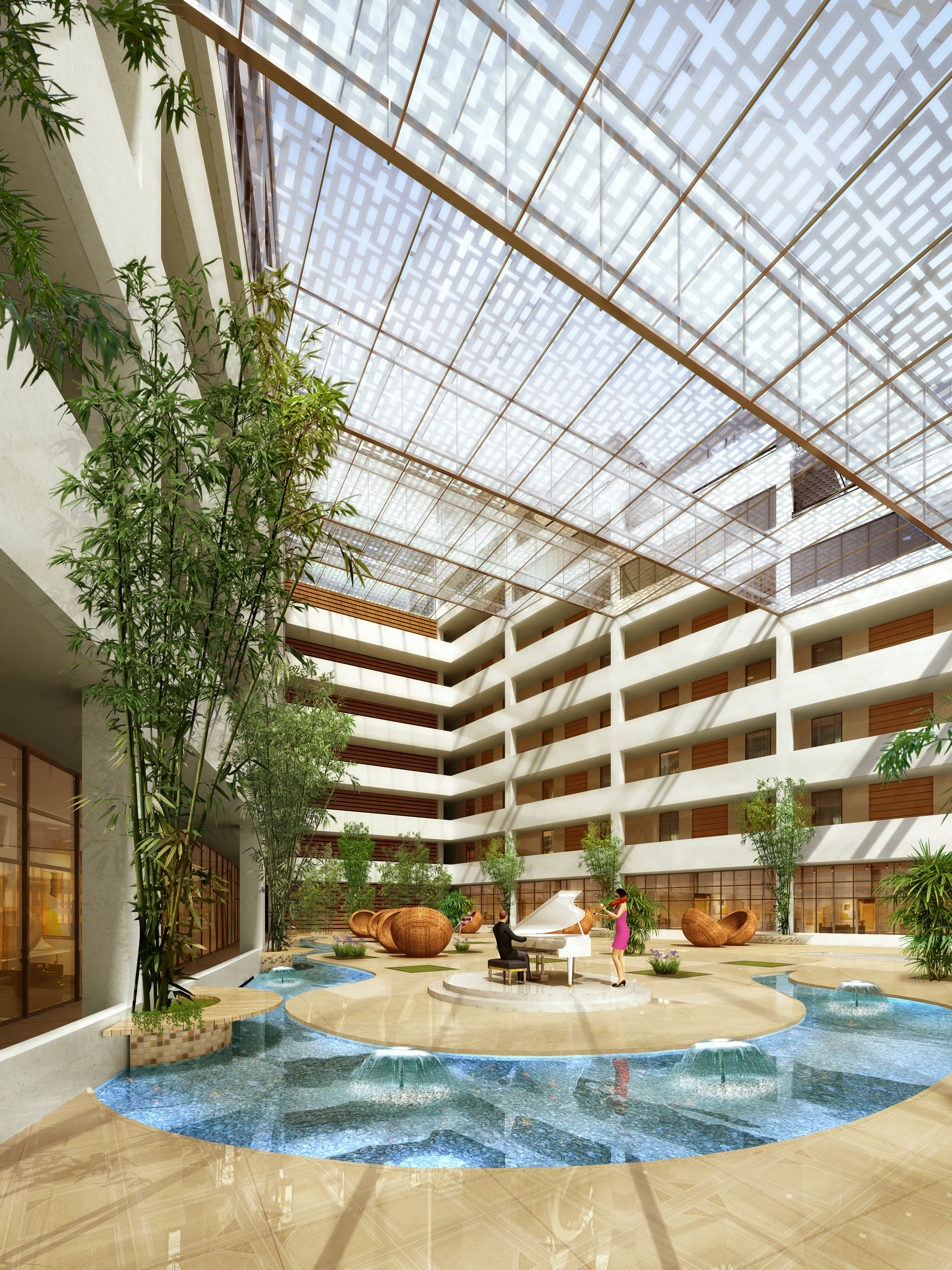 Elegant Lobby with Water Decor 3D Model .max