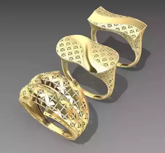 Architectural Filigree Ring Collection STL Files 3D print model