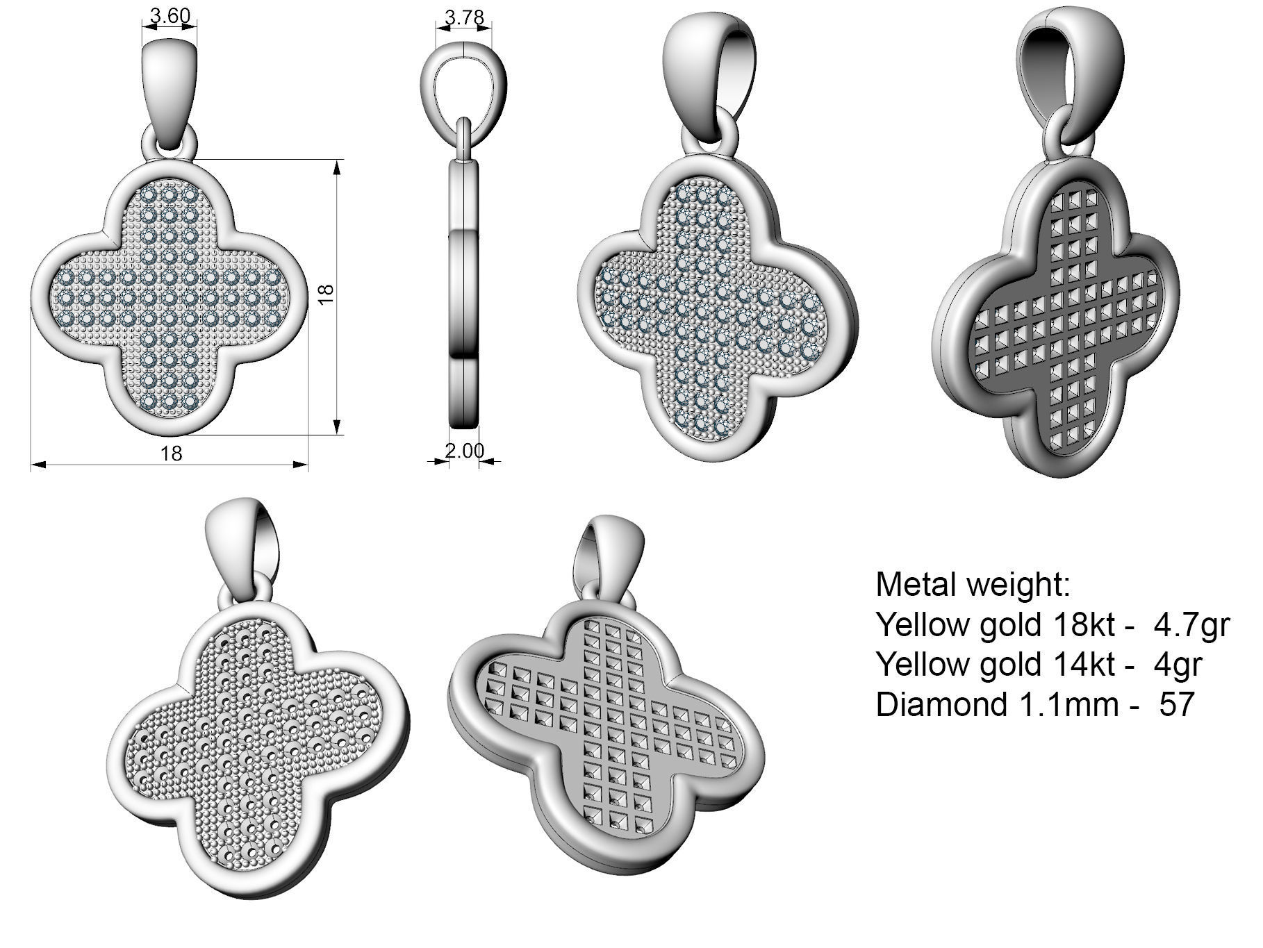 Leaf clover pendant 3D print model_1